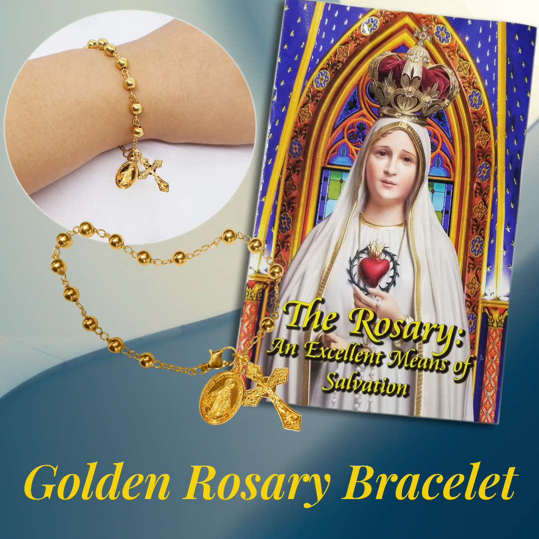Rosary Bracelets - 14K Gold Plated. Sacred Heart of Jesus. Sagrado Cor –  DivineJ